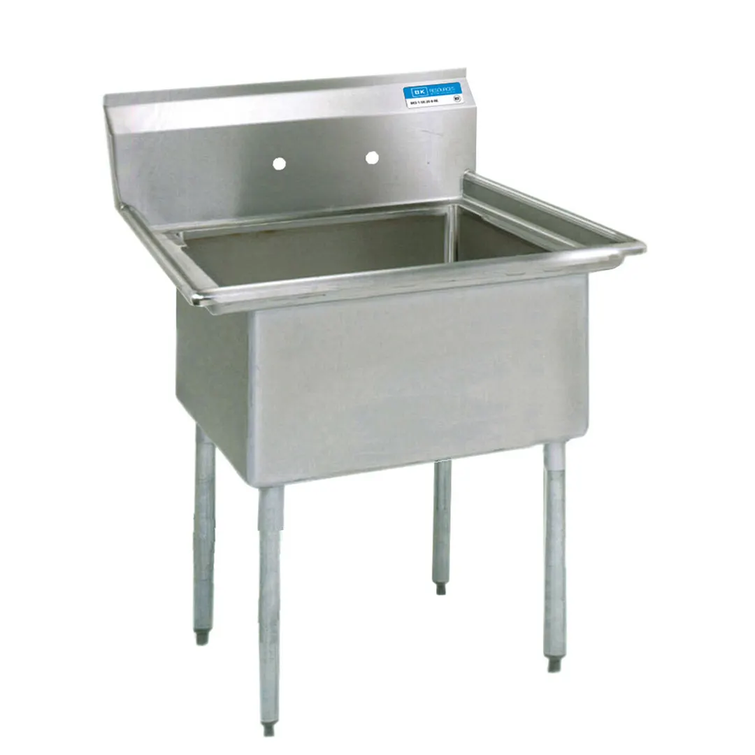 BK Resources ES-1-24-14 29" One Compartment Sink, 24"W x 24"L Bowl Without Drainboards