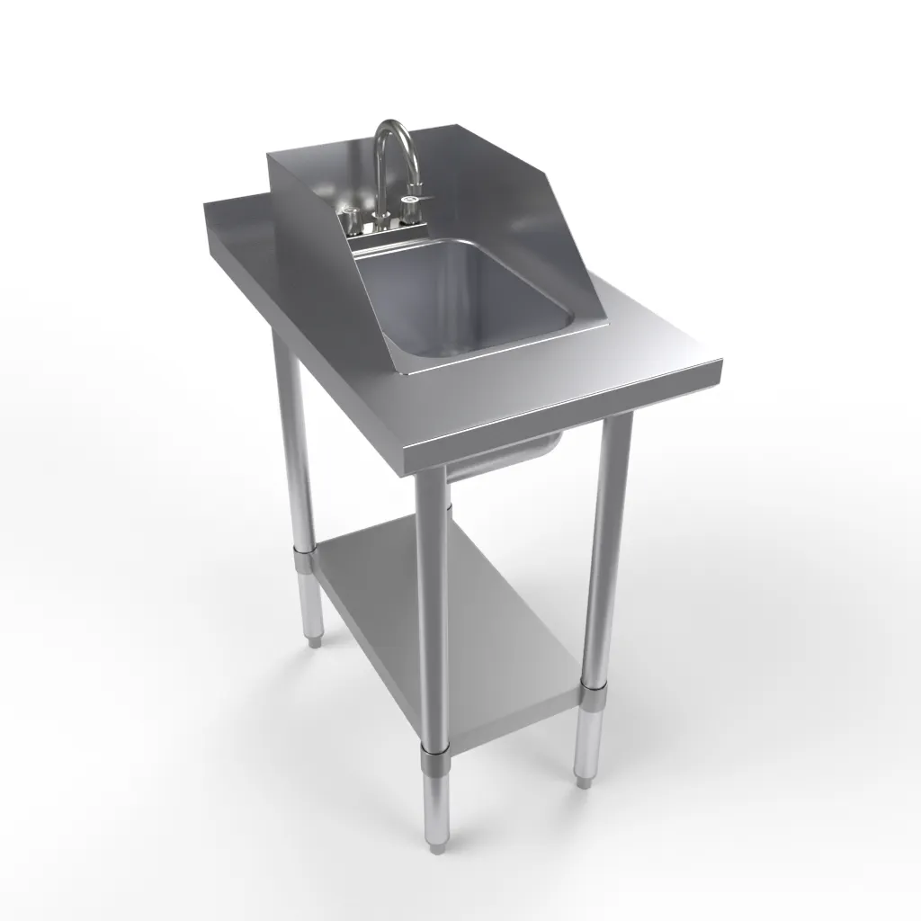 BK Resources HST-1830-1014-SS 18" Open Base Work Table with Undershelf & Drop-In Sink / Upturn