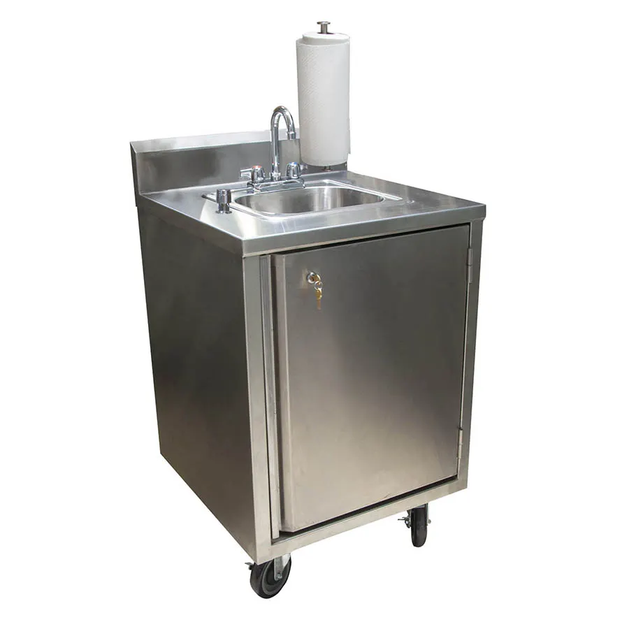 BK Resources MHS-2424-C-BKD Handwash Sink, Mobile, Cold Water Only