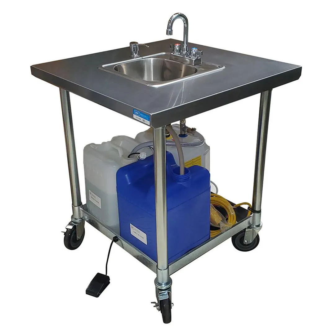 BK Resources MHS-V3030-C-BKD Handwash Sink, Mobile, Cold Water Only