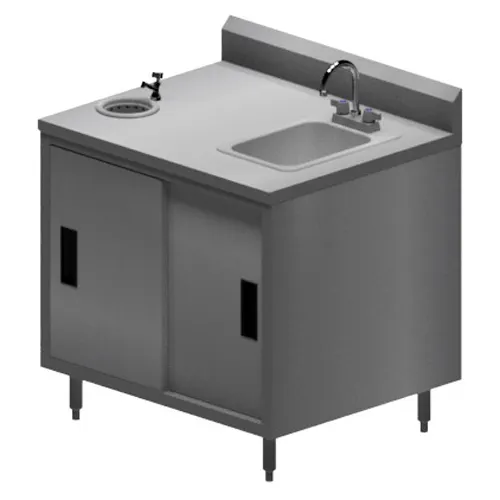 BK Resources MOD-IC Work Table/Ice Cream Cabinet, with Sliding Doors