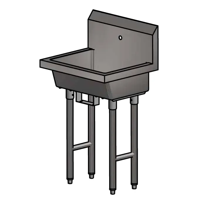 BK Resources MSHS-24F1B 24" Freestanding Hand Sink without Faucet - with Knee Valve Bracket / 14 g