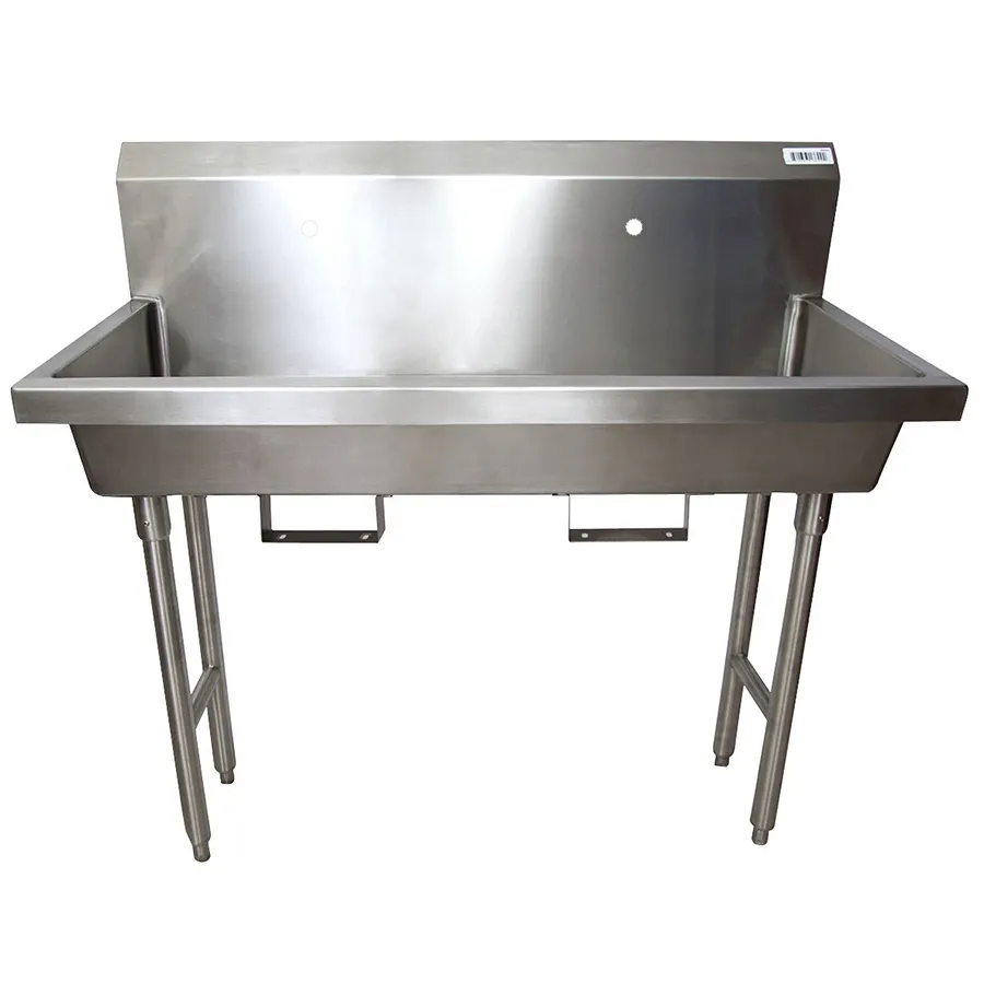 BK Resources MSHS-48F1B 48" Freestanding Hand Sink without Faucet - with Knee Valve Bracket / 14 g