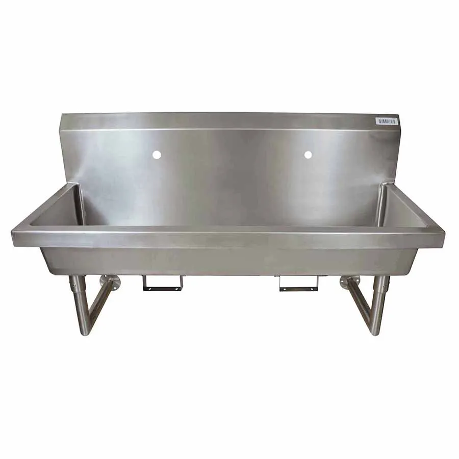 BK Resources MSHS-48W1B 48" Wall Mounted Hand Sink without Faucet - with Knee Valve Bracket / 14 g
