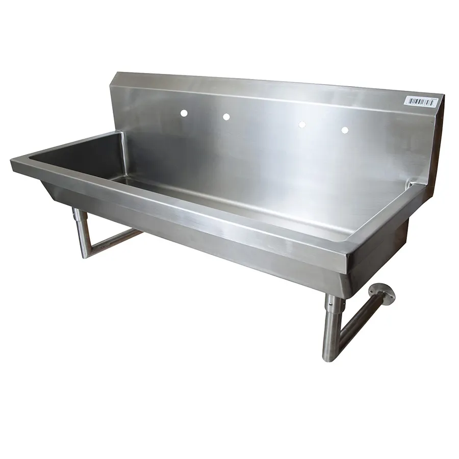 BK Resources MSHS-60W2 60" Wall Mounted Hand Sink without Faucet - 14 gauge / Double Holes