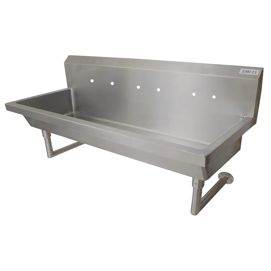 BK Resources MSHS-72W2 72" Wall Mounted Hand Sink without Faucet - 14 gauge / Double Holes
