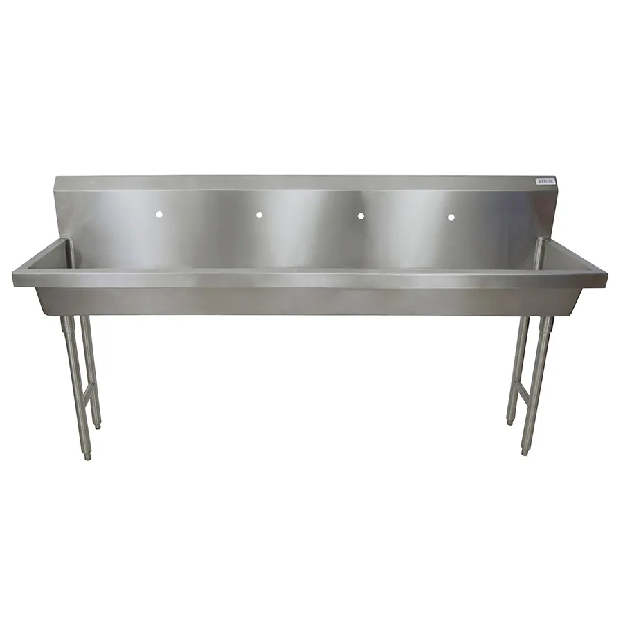 BK Resources MSHS-96F1 96" Freestanding Hand Sink without Faucet - 14 gauge / Single Hole