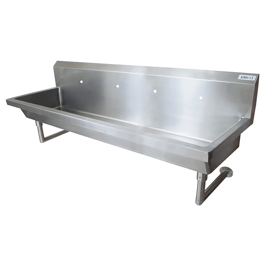 BK Resources MSHS-96W1 96" Wall Mounted Hand Sink without Faucet - 14 gauge / Single Hole