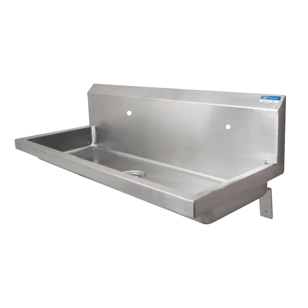BK Resources MSHSA-48W1 48" Wall Mounted Hand Sink without Faucet - 14 gauge / Single Hole