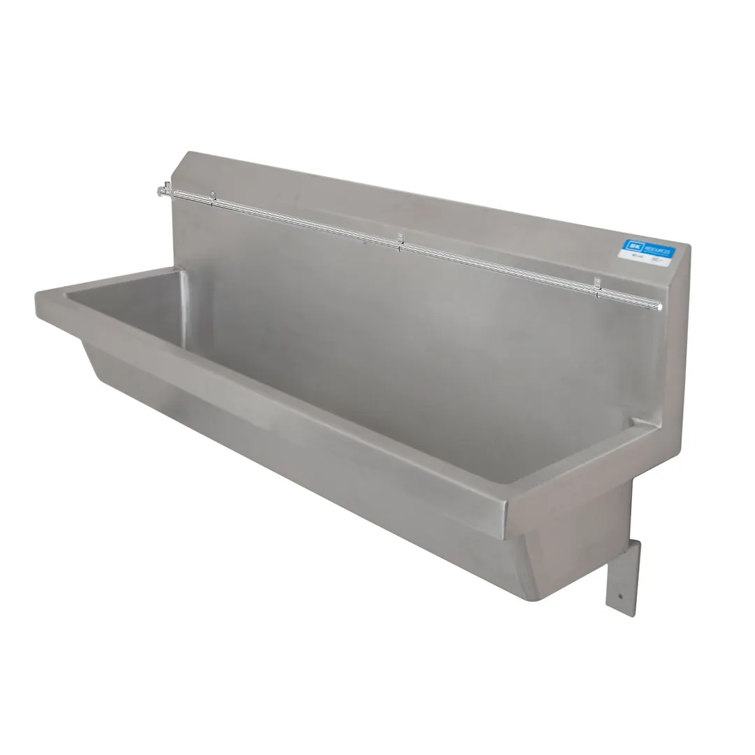 BK Resources MSU-72PG Stainless Steel 72" Urinal with Wall Mount Design, Brackets Included
