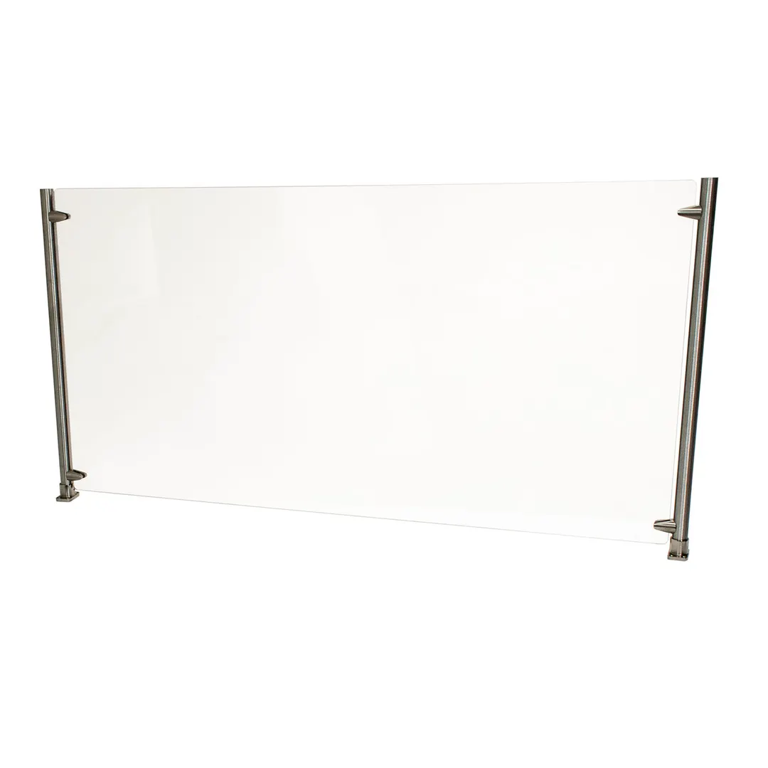 BK Resources SG-D-36 Adjustable Protective Divider Screen, 36in, Tempered Glass, Stainless Steel Posts