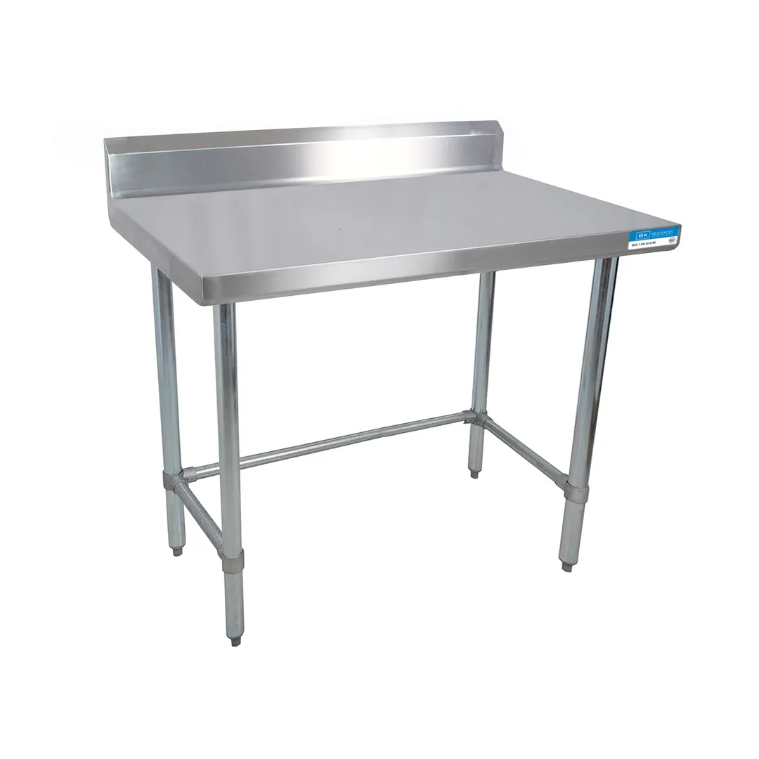 BK Resources SVTR5OB-2424 24" Open Base Work Table, Stainless Steel Base / 5" Backsplash