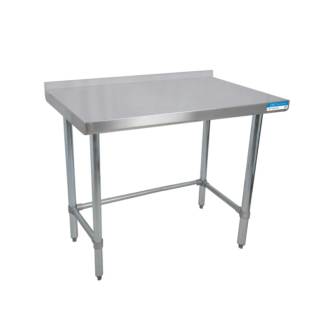 BK Resources SVTROB-6024 60" Open Base Work Table with Side & Rear Crossrails, 1-1/2" Backsplash