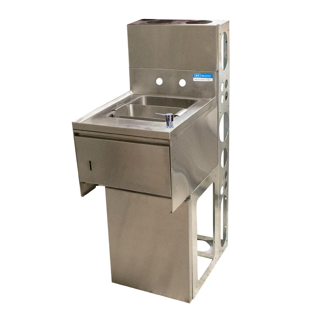 BK Resources UBDW-18-1012HST-12PG Underbar Sink Units, 1 Compartment with Soap & Towel Dispenser
