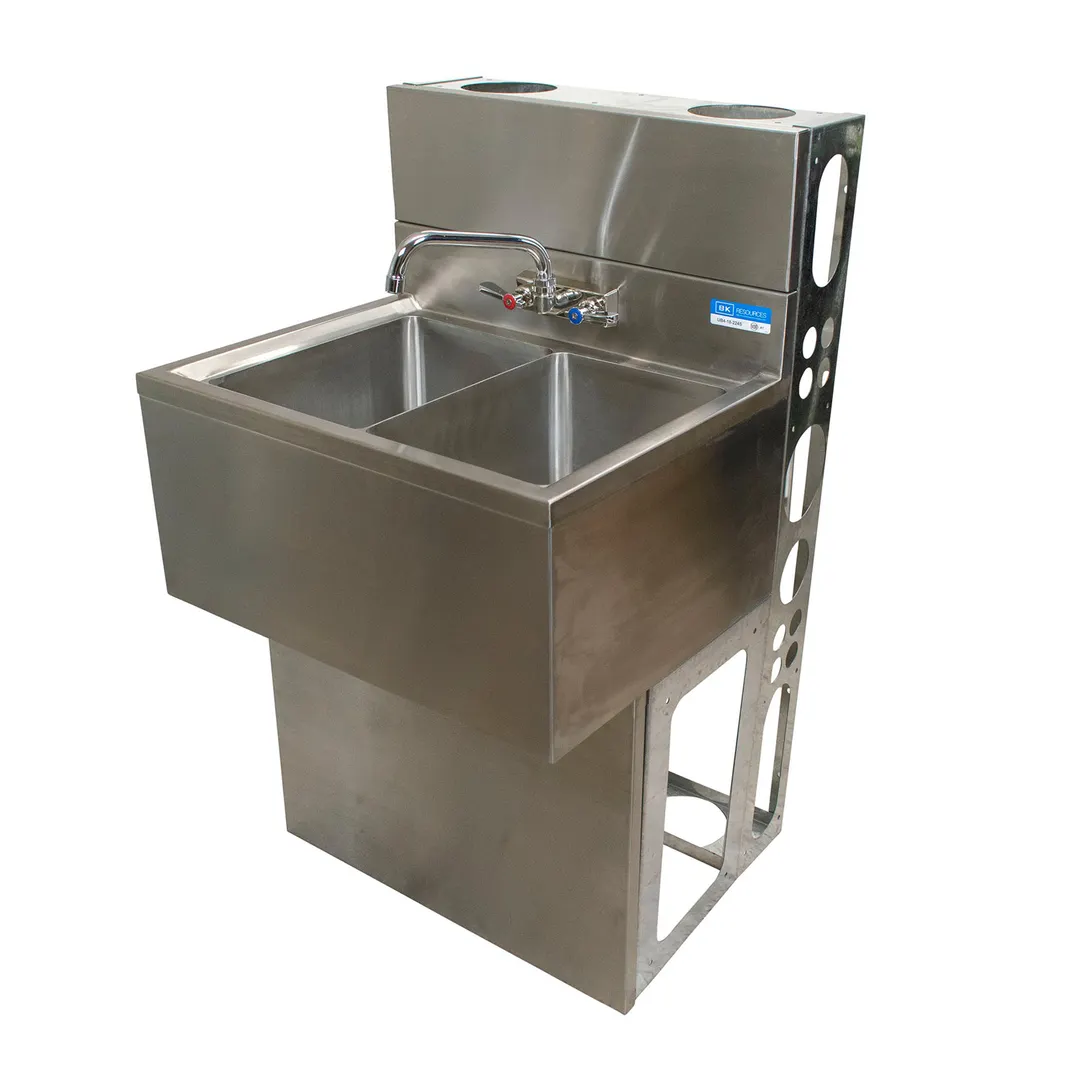 BK Resources UBDW-18-224S Underbar Sink Units, 2 Compartment without Drainboard