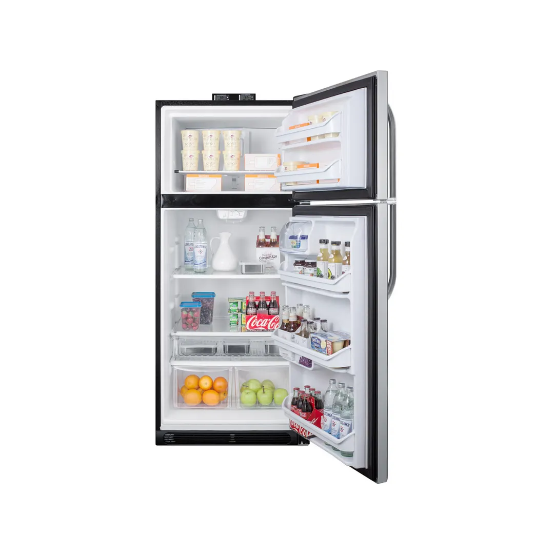 Summit BKRF21SS 30" Break Room Refrigerator-Freezer in Black, Stainless Steel Door, 21 cu. ft.