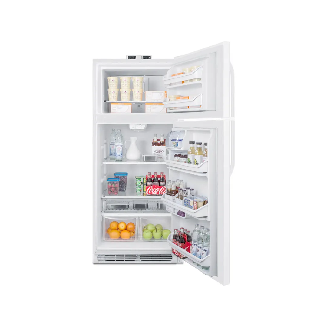 Summit BKRF21W 30" Break Room Refrigerator-Freezer in White, Reversible Door, 21 cu. ft.