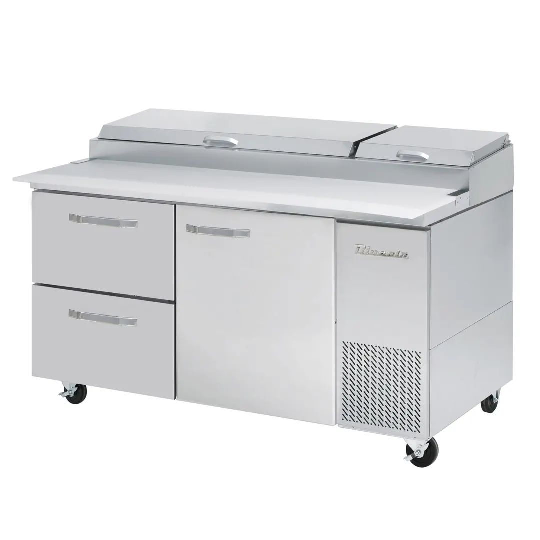 Blue Air BAPP67-D2L-HC 67" 2-Section Refrigerated Pizza Prep Table w/ 1 Door & 2 Drawers