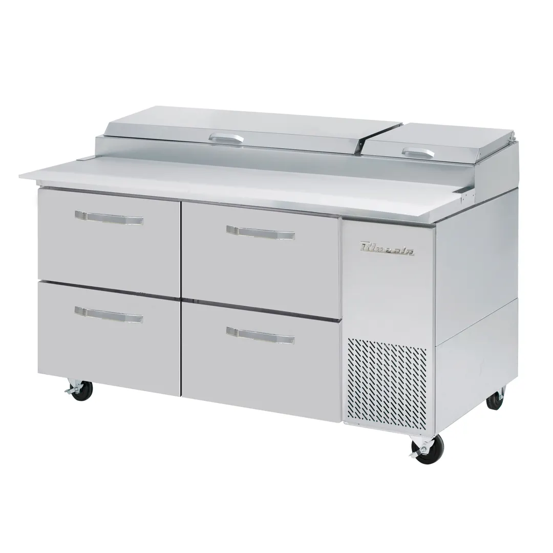 Blue Air BAPP67-D4-HC 67" Two Section Refrigerated Pizza Prep Table w/ 4 Drawers, 20 cu. ft.