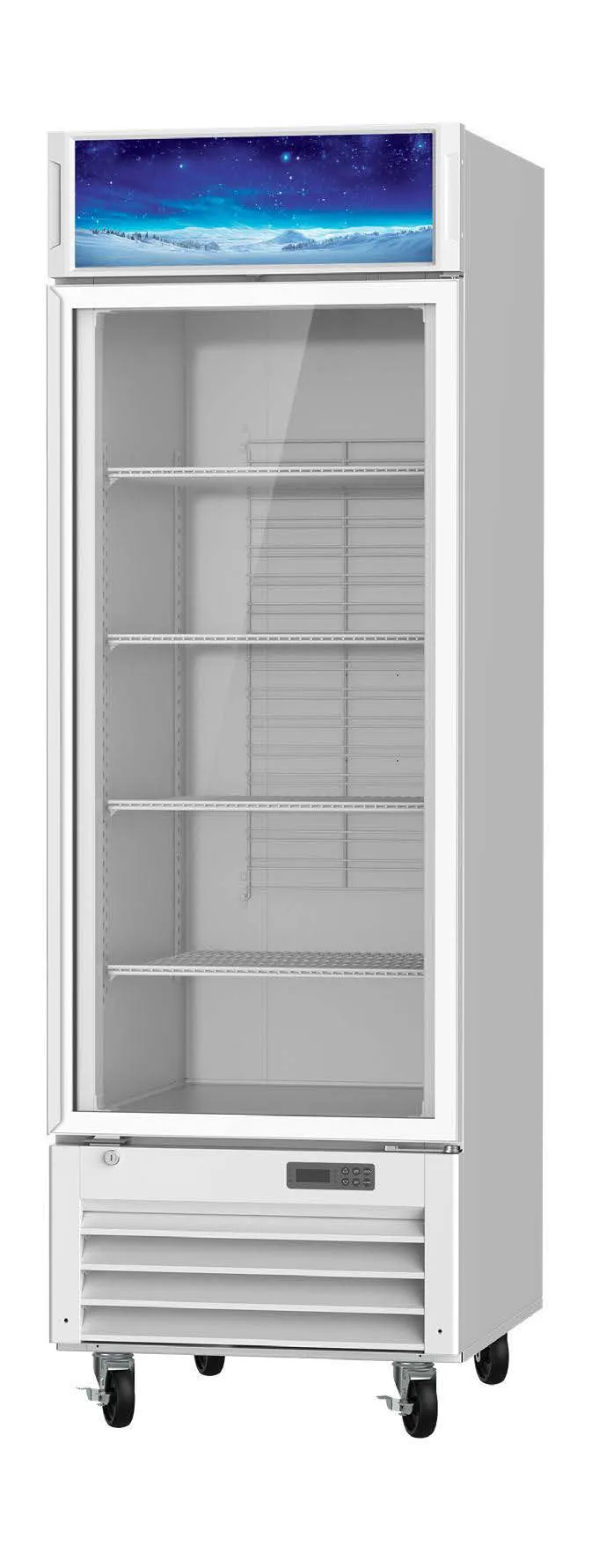 Blue Air BGF23W-HC - 23 Cu Ft Door Freezer Merchandiser, White, 1/2 HP Compressor, LED Light, 4 Casters