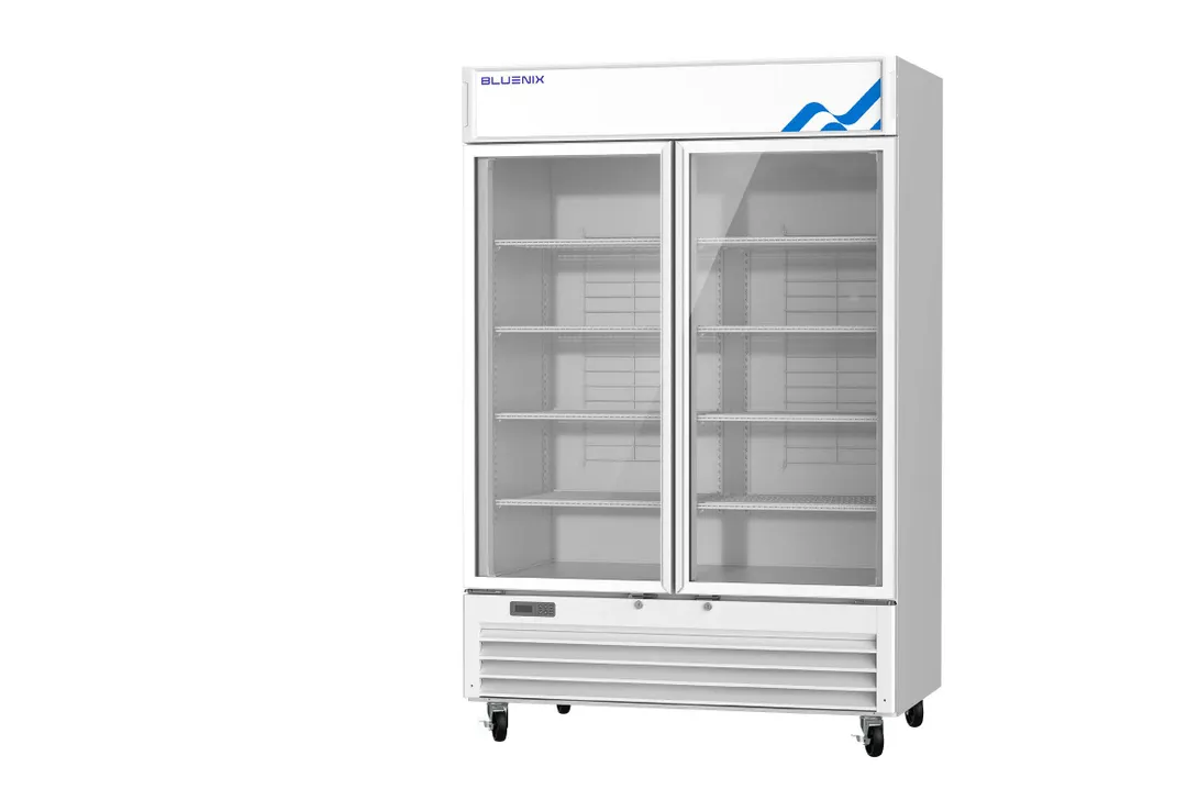 Blue Air BGF49W-HC 49 cu ft 2‑Section Glass Door Freezer, White, 1/2 HP Compressor, Temp Control