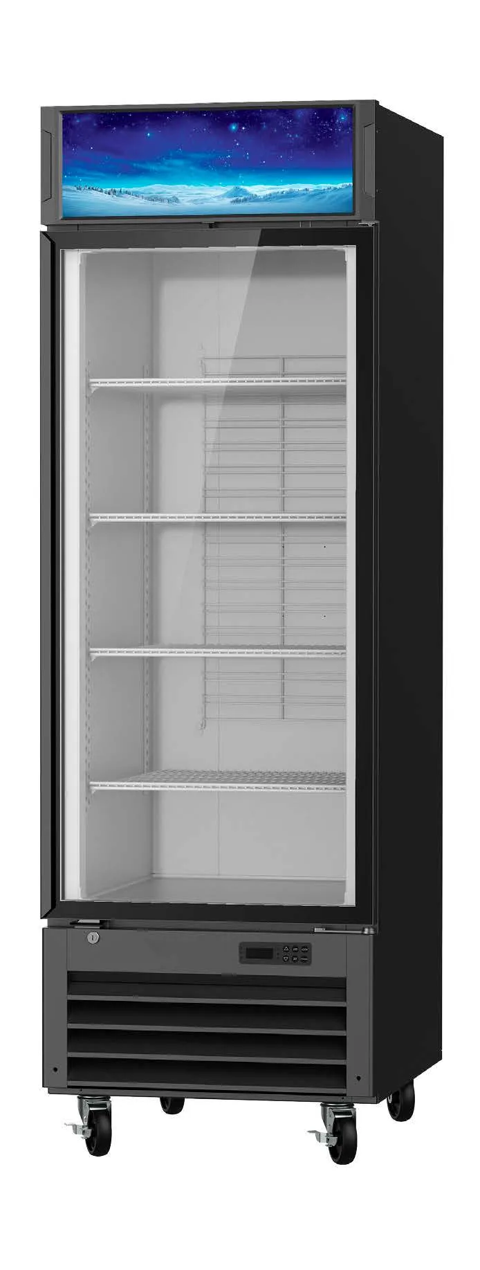 Blue Air BGM23B-HC - 27" One Section Glass Door Merchandiser, 23 Cu Ft, Black Steel, R290, 1/2 HP 115V
