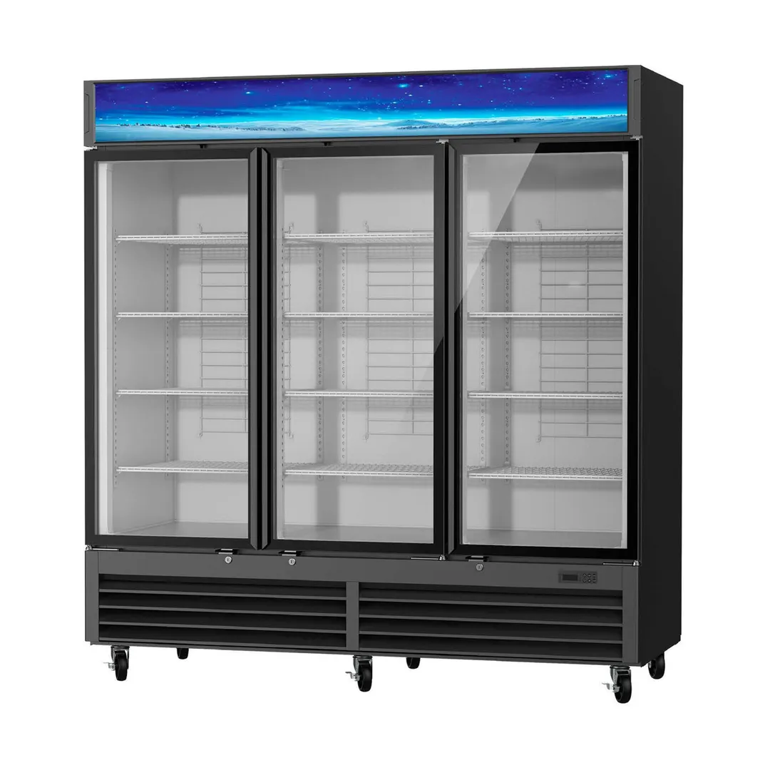 Blue Air BGM72B-HC 78" Glass Door Merchandiser, 72 Cu Ft, Black Steel, R290, 1/2 HP, LED Light