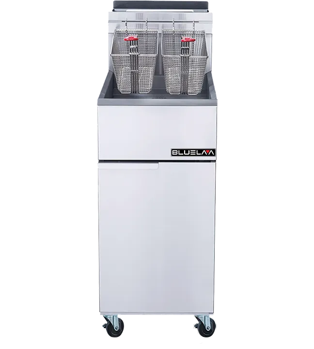 Blue Air BLF3-LPG 15" Full Pot Floor Model LP Gas Fryer w/ 40-lb Capacity, 90,000 BTU, 3 Burners