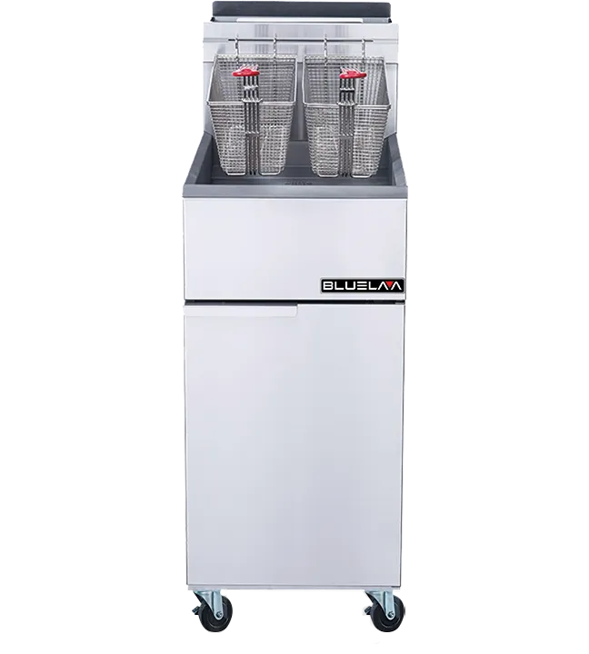 Blue Air BLF4-NG 15" Full Pot Floor Model Natural Gas Fryer w/ 50-lb Capacity, 120,000 BTU, 4 Burners