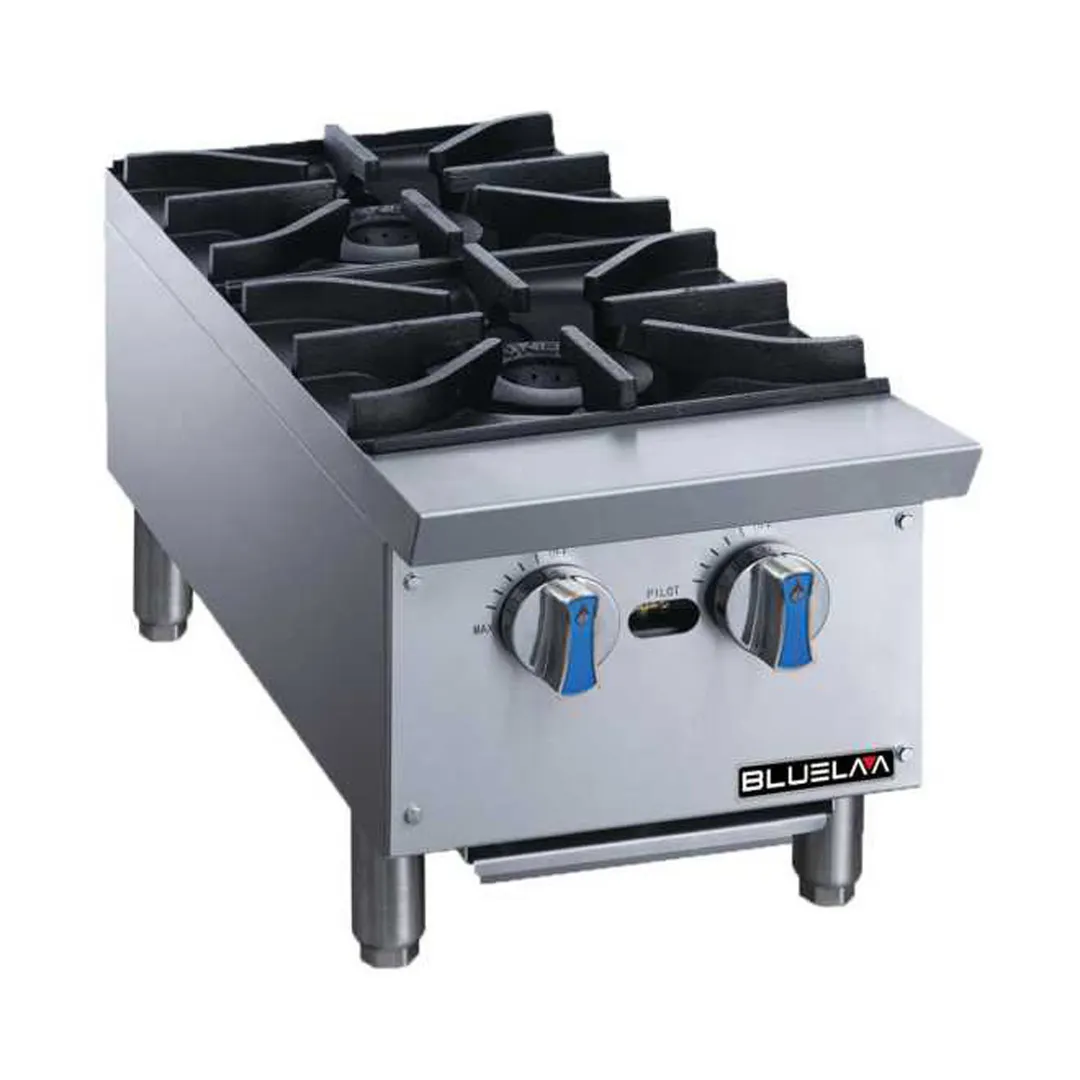 Blue Air BLHP12 12" Countertop Gas Hotplate with (2) Burners, Manual Controls, 56.000 BTU