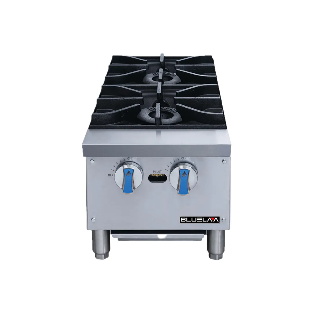 Blue Air BLHP12 12" Countertop Gas Hotplate with (2) Burners, Manual Controls, 56.000 BTU