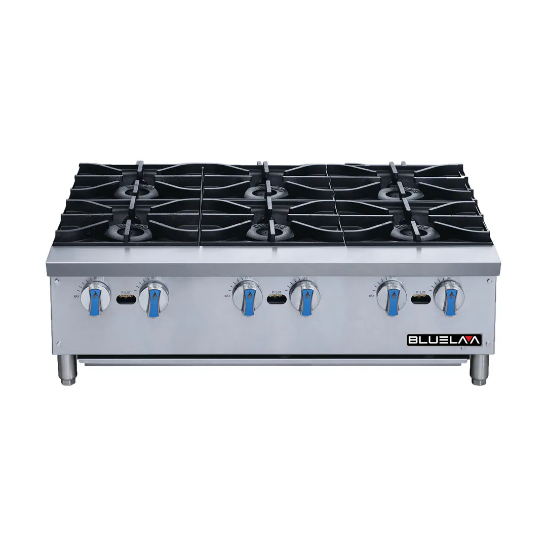 Blue Air BLHP36 36" Countertop Gas Hotplate with (6) Burners, Manual Controls, 168.000 BTU