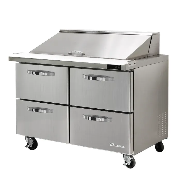 Blue Air BLMT48-D4-HC 48" Two Section Mega Top Sandwich Prep Table w/ 4 Drawers, 18 Pans