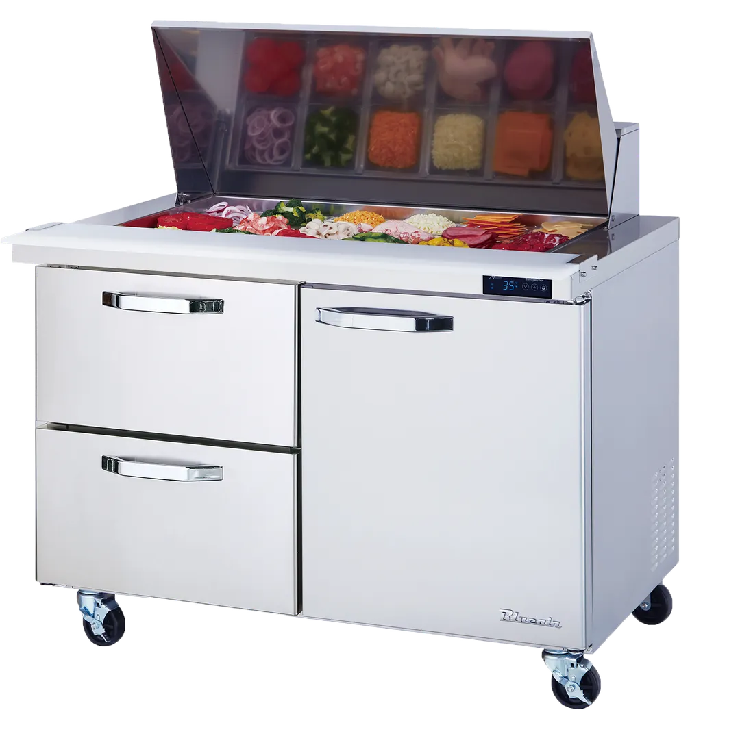 Blue Air BLMT60-D2L-HC 60" Mega Top Sandwich Prep Table w/ 2 Drawers & 1 Door, 24 pans, 16.7 cu. ft.