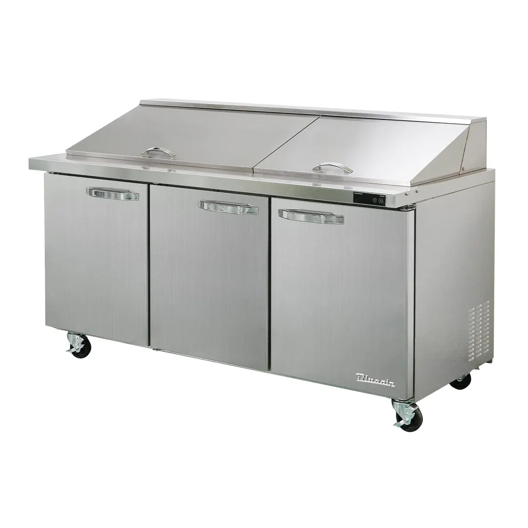Blue Air BLMT72-HC 72" Three Section Mega Top Sandwich Prep Table w/ 3 Doors, 30 Pans