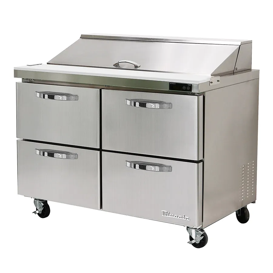 Blue Air BLPT48-D4-HC 48" Two Section Sandwich & Salad Prep Table w/ 4 Drawers, 12 pans, 13 cu. ft.
