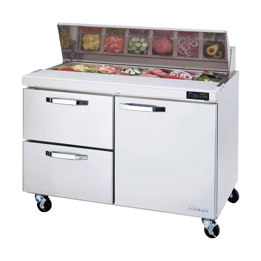 Blue Air BLPT60-D2L-HC 60" 1-Door & 2-Drawer Sandwich and Salad Prep Table, 16 Pans, Stainless Steel