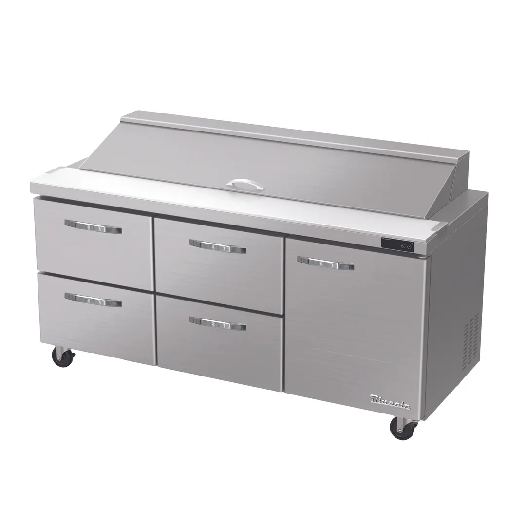 Blue Air BLPT72-D4LM-HC 72" Sandwich / Salad Prep Table w/ 4 Drawers & 1 Door, 18 pans, 20 cu. ft.
