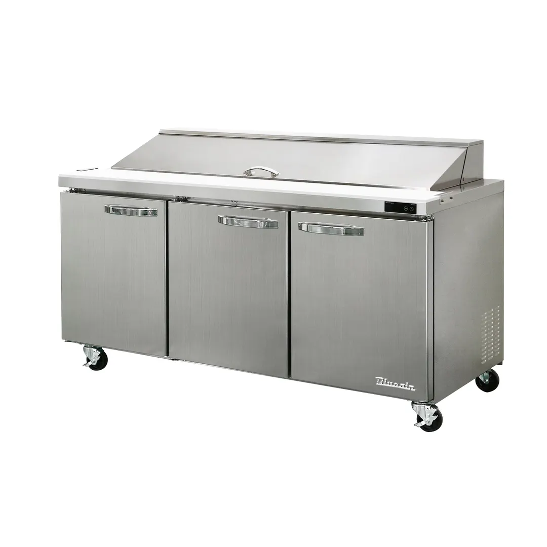 Blue Air BLPT72-HC 72" Three Section Sandwich / Salad Prep Table w/ 3 Doors, 18 pans, 20 cu. ft.