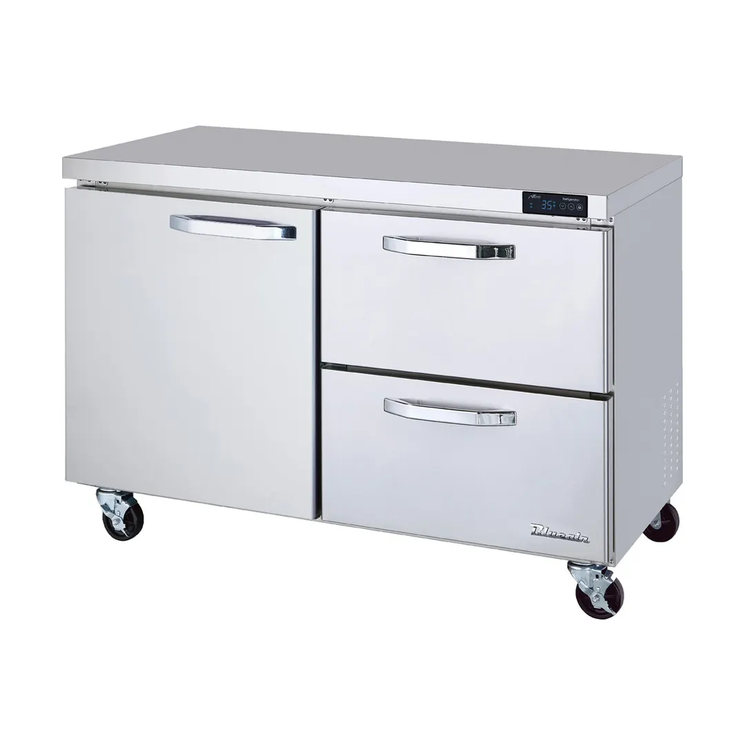 Blue Air BLUR48-D2R-HC 48" 1-Door & 2-Drawer Undercounter Refrigerator, Stainless Steel, 13.1 cu ft