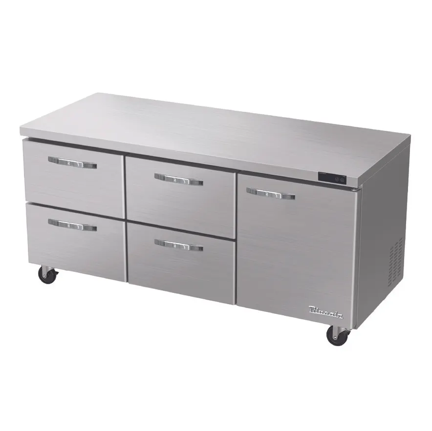 Blue Air BLUR72-D4LM-HC 72" 1-Door & 4-Drawer Undercounter Fridge, Stainless Steel, 20.2 Cu ft