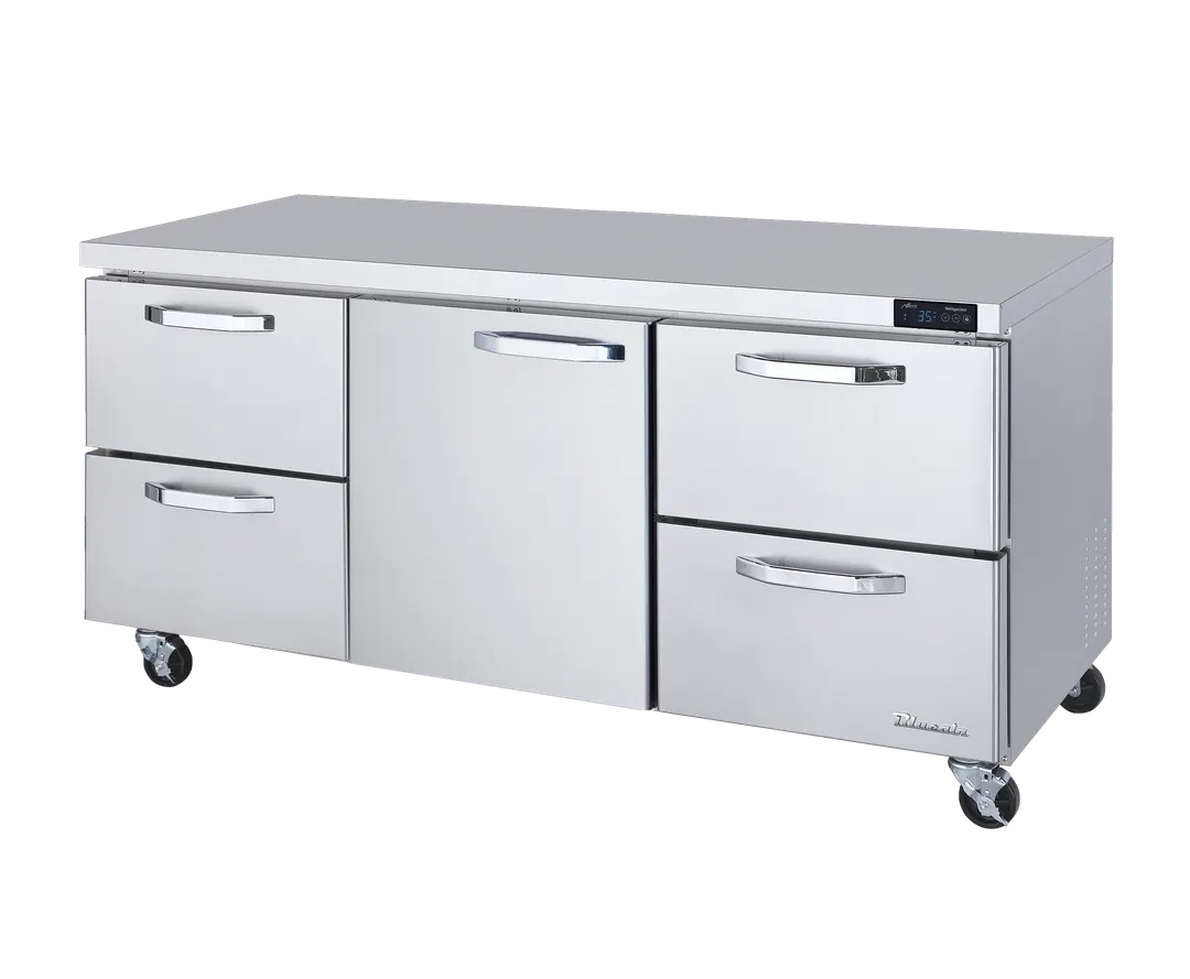 Blue Air BLUR72-D4RL-HC 72" 3-Section Undercounter Fridge, 4-Drawer 1-Door, 20.2 cu. ft.