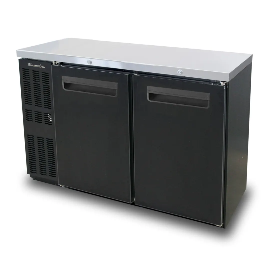 Blue Air BNB-48BT-HC 48" Two Solid Door Narrow Back Bar Cooler, Black Finish