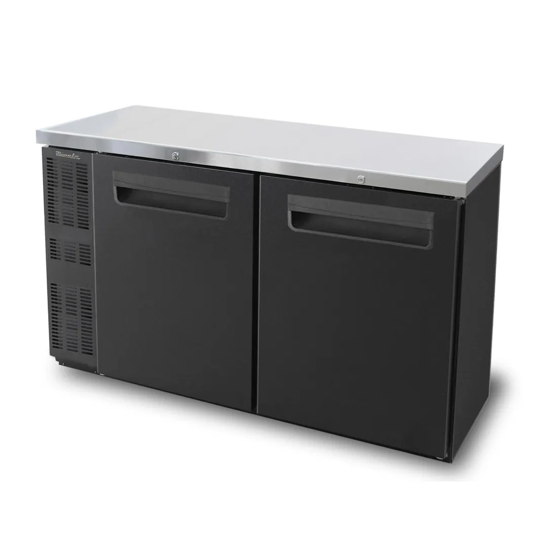 Blue Air BNB-60BT-HC 60" Two Solid Door Narrow Back Bar Cooler, Black Finish