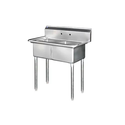 Blue Air BS2-18-12/N Two Compartment Sink, 18"W x 18"L Bowl Without Drainboard