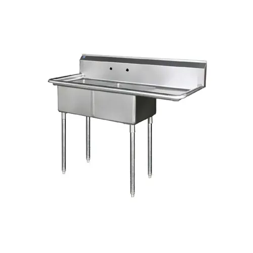 Blue Air BS2-18-12/R Two Compartment Sink, 18"W x 18"L Bowl w/Right-Hand Drainboard
