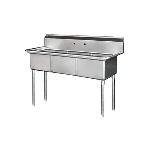 Blue Air BS3-18-12/N 60" Three Compartment Sink, 18"W x 18"L Bowl Without Drainboard