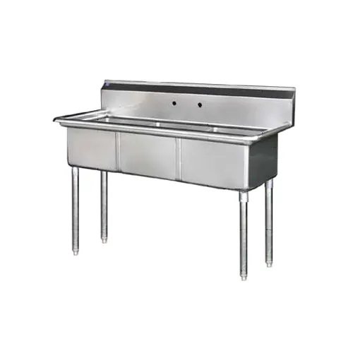 Blue Air BS3-24-14/N 78" Three Compartment Sink, 24"W x 24"L Bowl Without Drainboard
