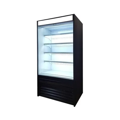 Blue Air BOD-48S 48" Vertical Open Display Case, Solid Side Panel, 4 Shelves, w/ Night Curtain, 26.8 cu. ft. 