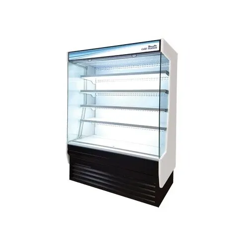 Blue Air BOD-60G 60" Vertical Open Display Case, Glass Side Panel, 4 Shelves, w/ Night Curtain, 33.9 cu. ft. 